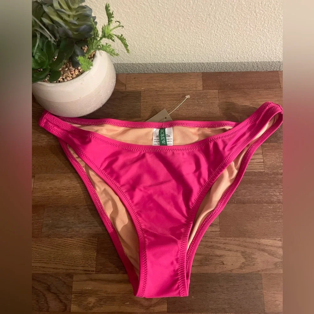 NEW…J.CREW Heritage High Leg Pink Bikini Bottom